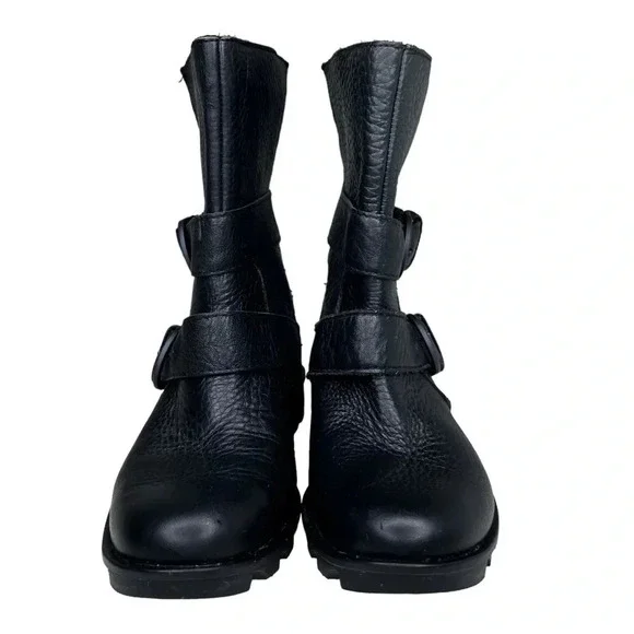 Sorel Phoenix Black Leather Waterptoof Moto Engineer Boot Size 6 - Picture 4 of 10